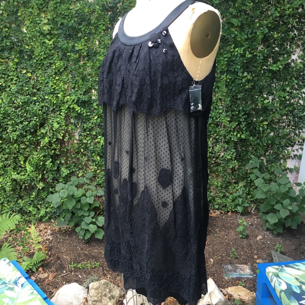 Y2K BCBG Silk & Lace Trapeze Cocktail Dress